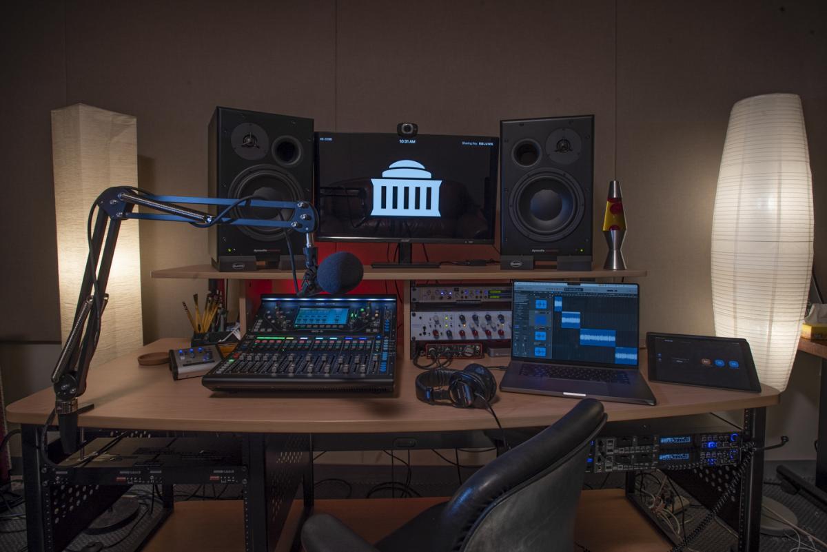 Plasma Lab studio desk and monitoring setup